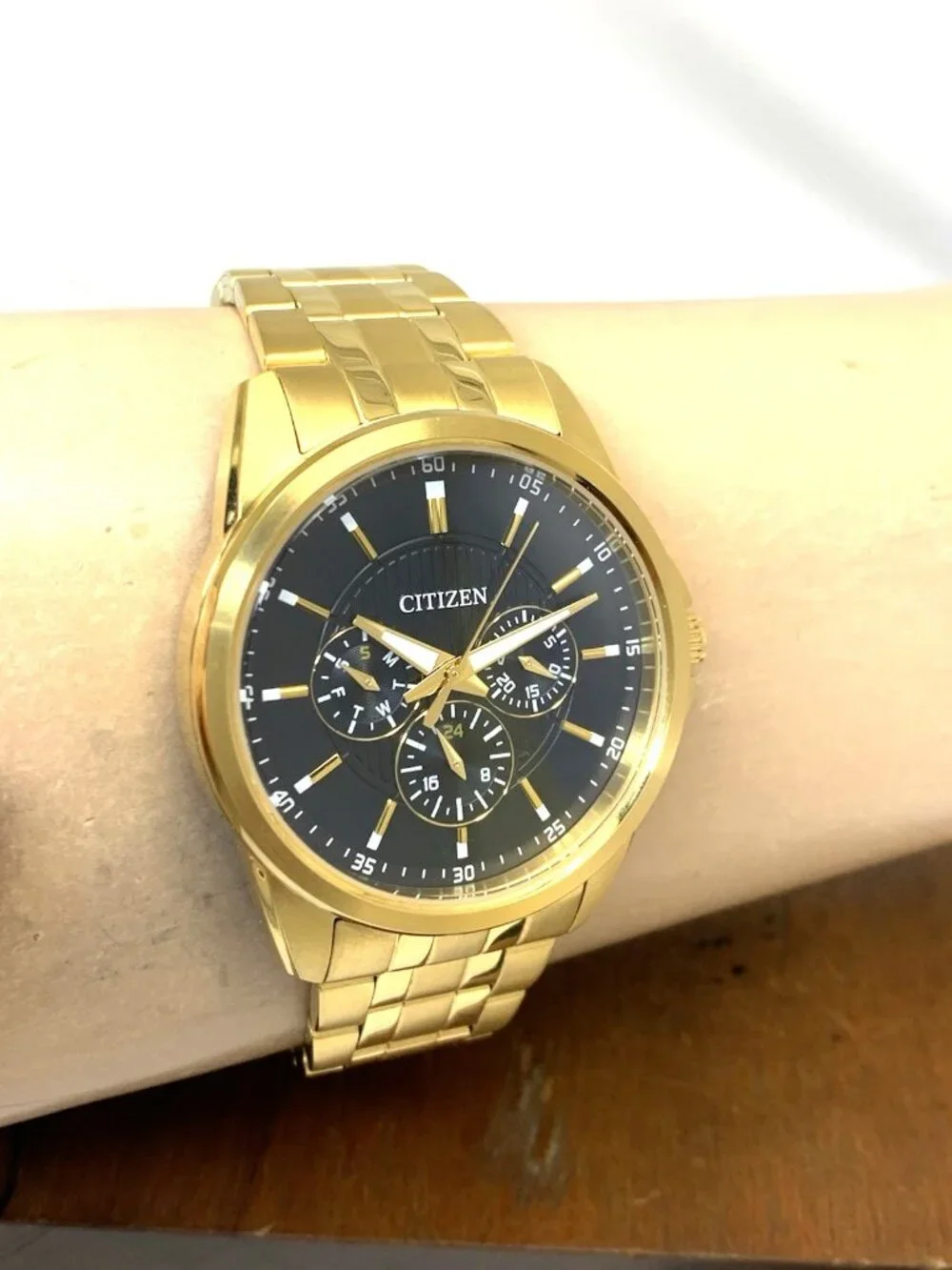 Citizen Men's Watch AG8342-52L Quartz Black Dial Gold Stainless Steel 42mm